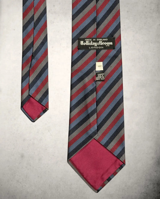 Tolle gestreife Seidenkrawatte Handmade in England von Holliday and Brown mit Regimental Stripes