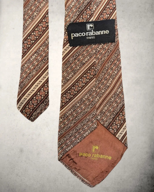 Braune Seidenkrawatte von Paco Rabanne mit Etikett