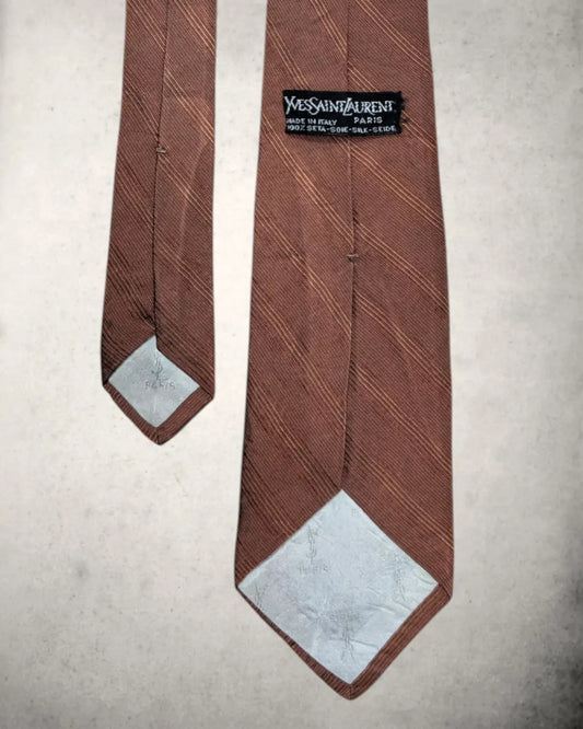 Yves Saint Laurent Seidenkrawatte in Kupferfarbenem Design