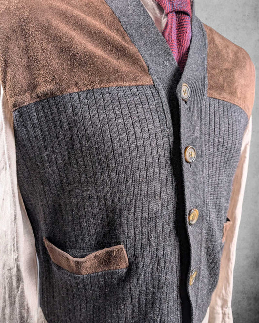Weste im Leder/wollmix Detailansicht