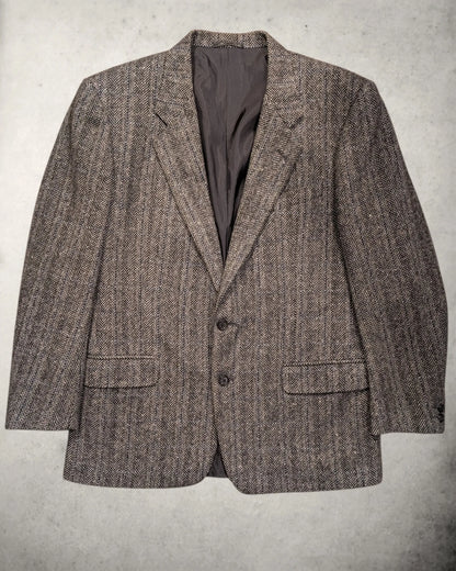 Vintage Claud&Charley Albert Sakko Größe 52 aus grau-braunem Herringbone Muster. Reine Schruwolle von Crombie