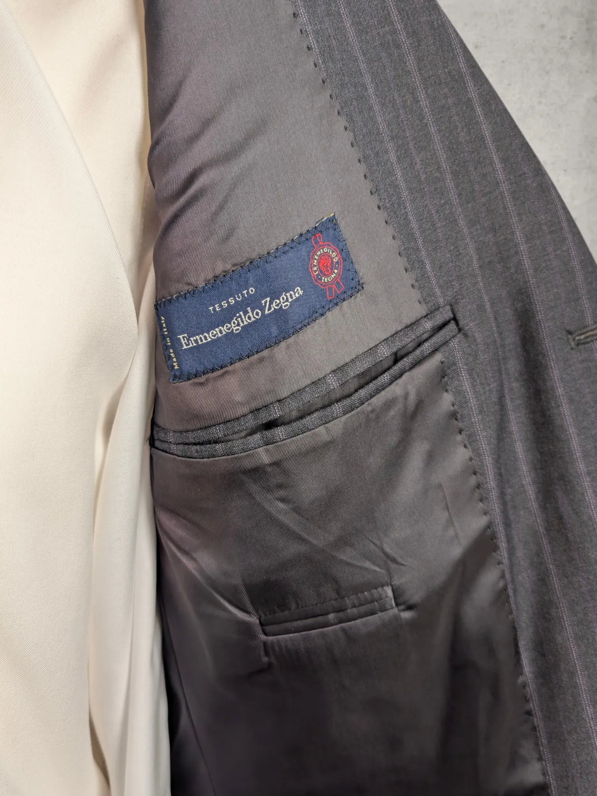 Vintage Luigi Bianchi Anzugfutter aus grauer Wolle von Ermenegildo Zegna, Größe 50.