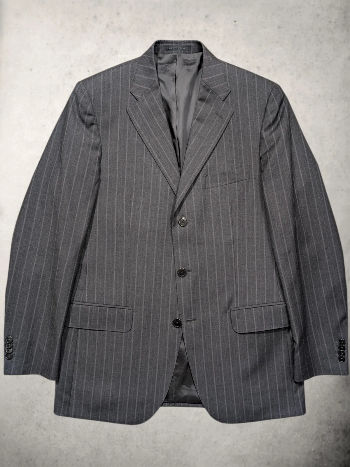 Vintage-Luigi-Bianchi-Anzug aus Ermenegildo-Zegna-Wolle, anthrazit mit Nadelstreifen, Größe 50.