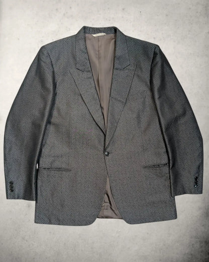 Vintage Herrensakko aus reiner Seide von Roberto Manzoni in schwarz anthrazit