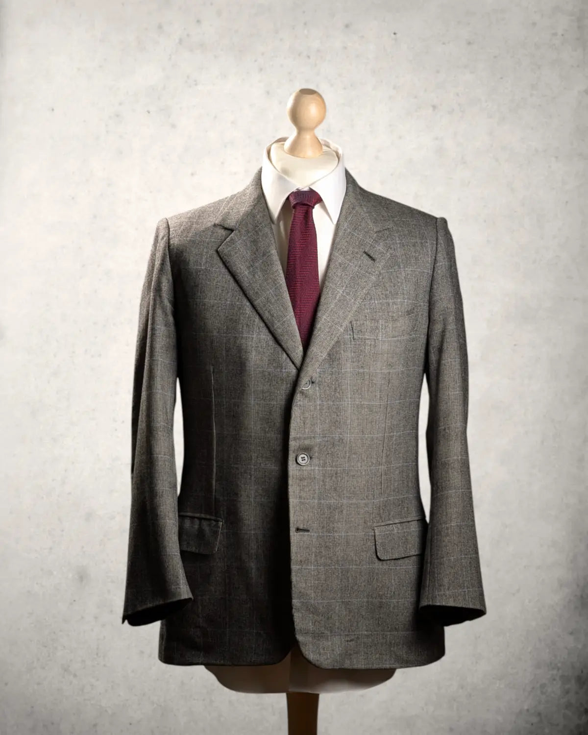 Graues Herrensakko von Brioni mit Windowpane-Muster