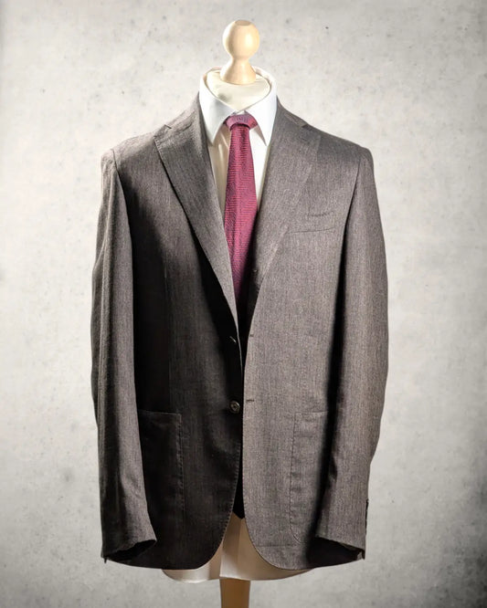 Caruso Luxus-Sommersakko in exzellentem Zustand – Klassisches Fischgrat-Muster (Herringbone) aus edlem Leinen-Wolle-Seide-Gemisch