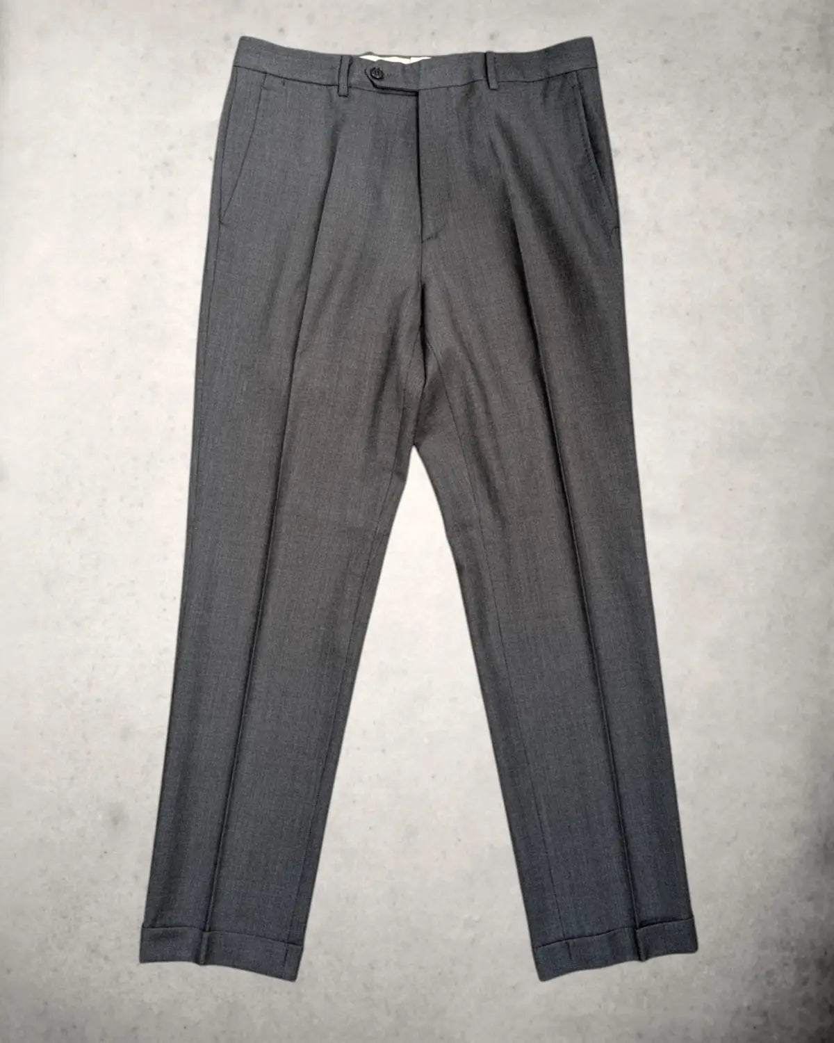 Klassisch geschnittene Anzughose von Franceschini in Größe 48, passend zum Sharkskin-Sakko aus Canonico Stoff