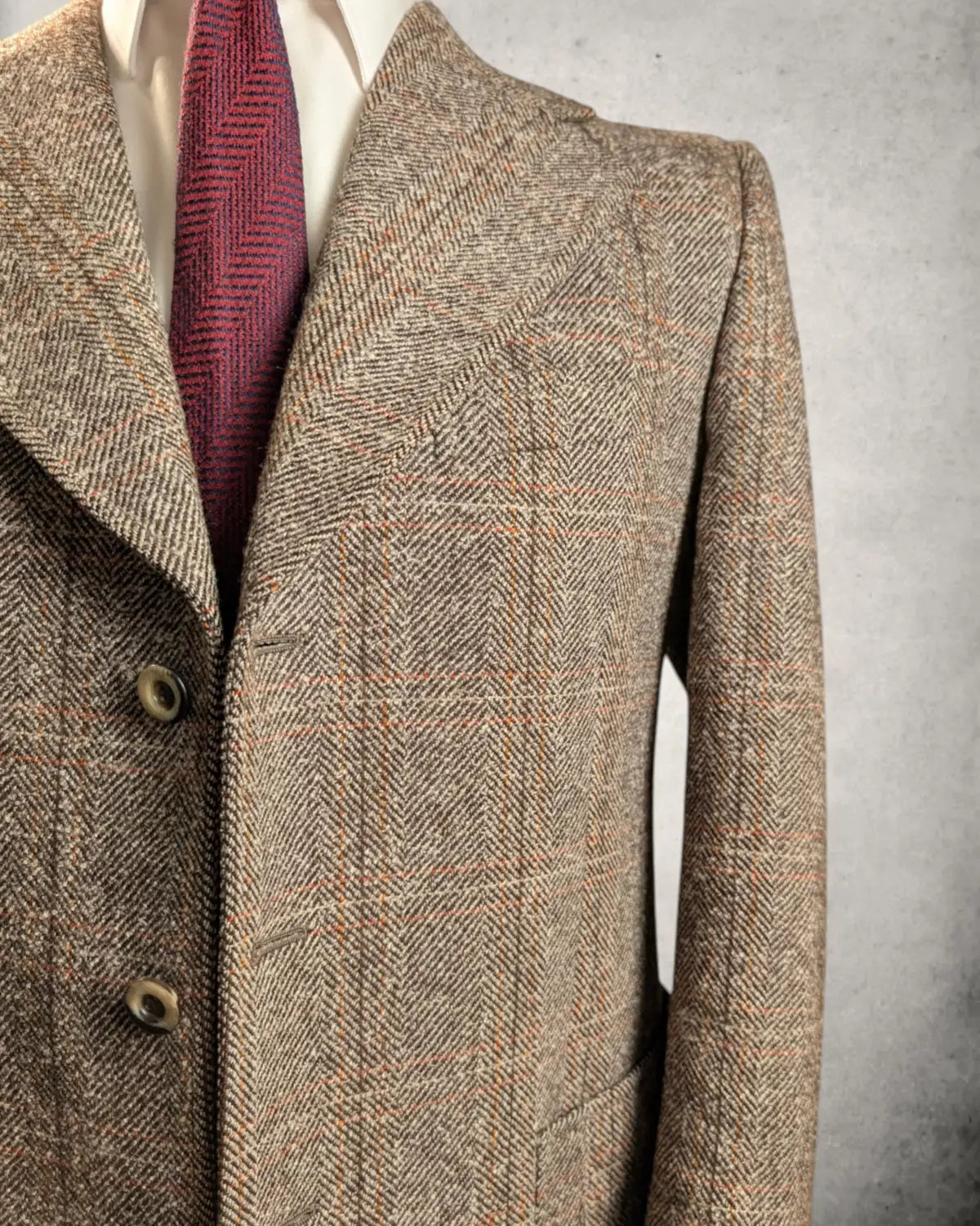 braunes Wintersakko von Lebole mit Herringbone Muster