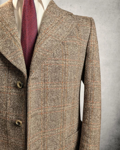 braunes Wintersakko von Lebole mit Herringbone Muster