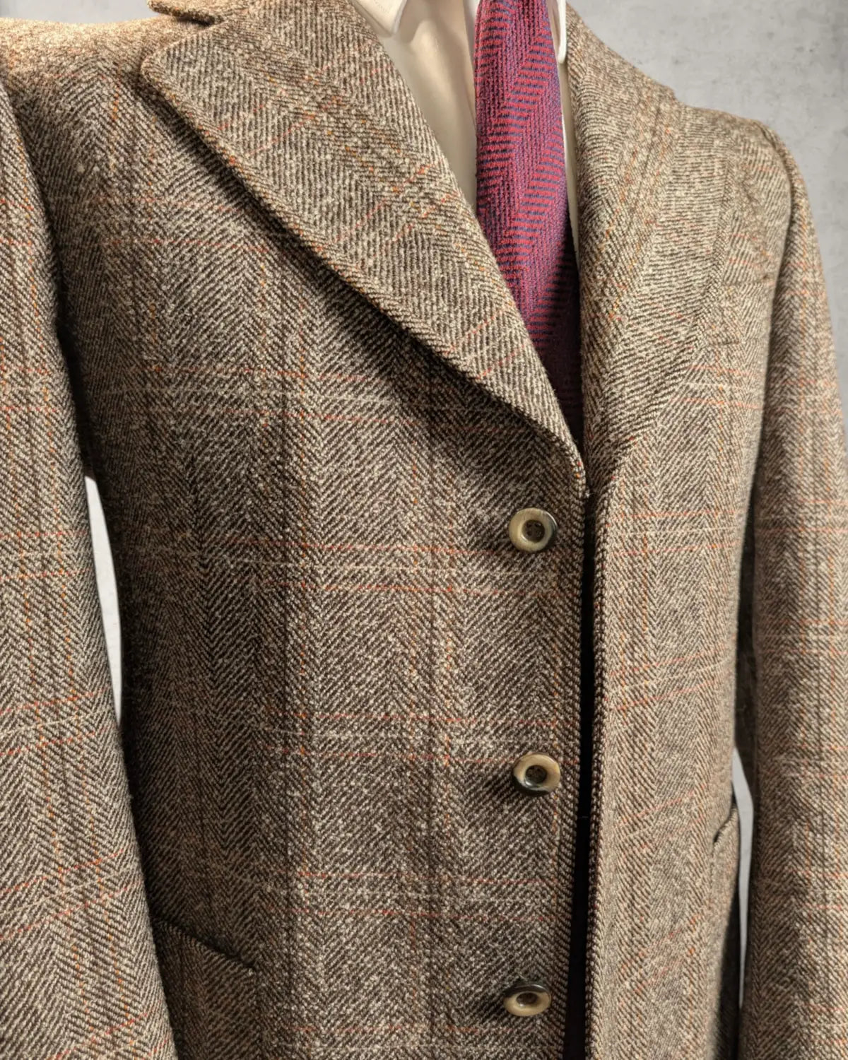 Braunes Herrensakko von Lebole mit Herringbone Muster