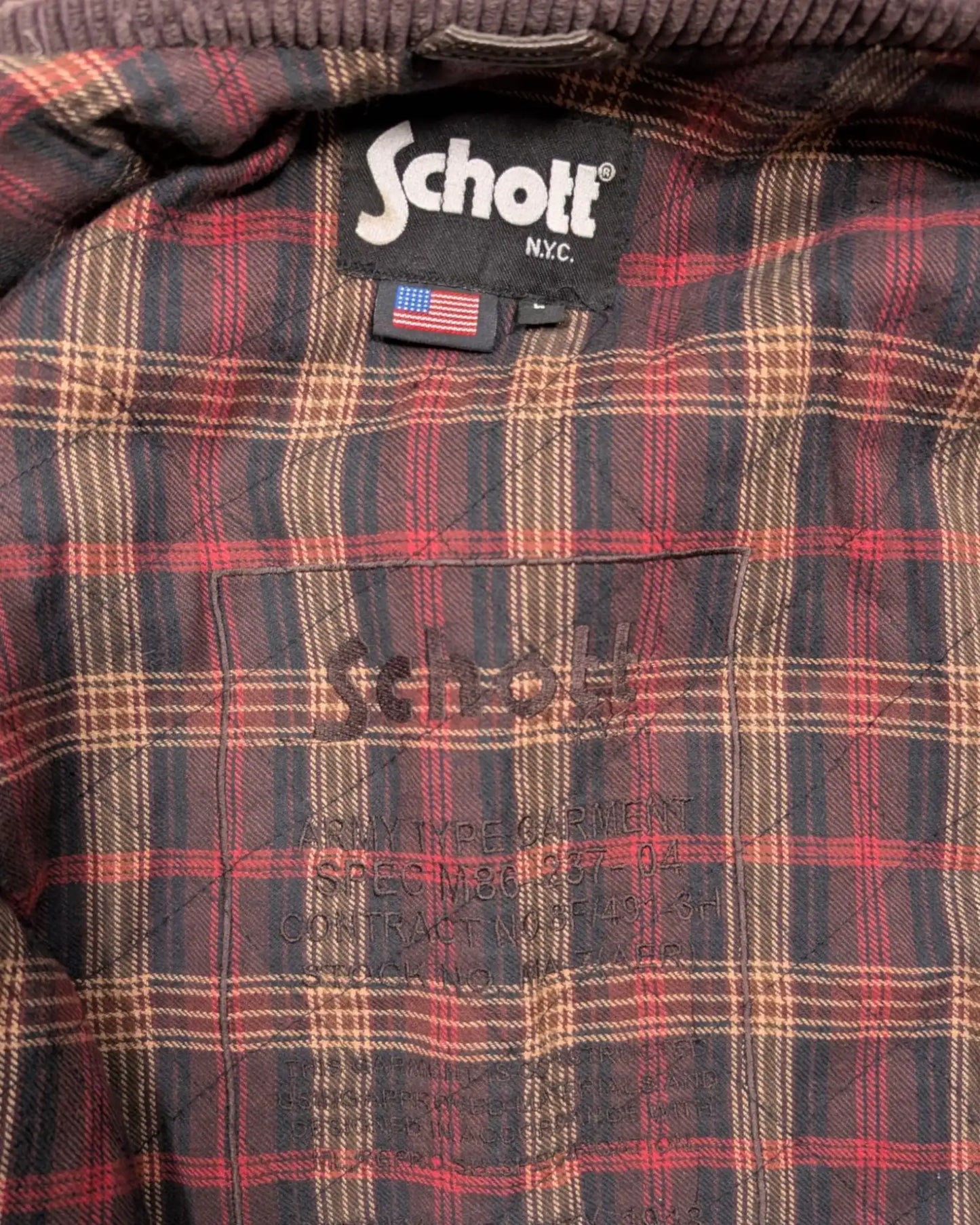 Schott NYC Herren Lederjacke Innenansicht