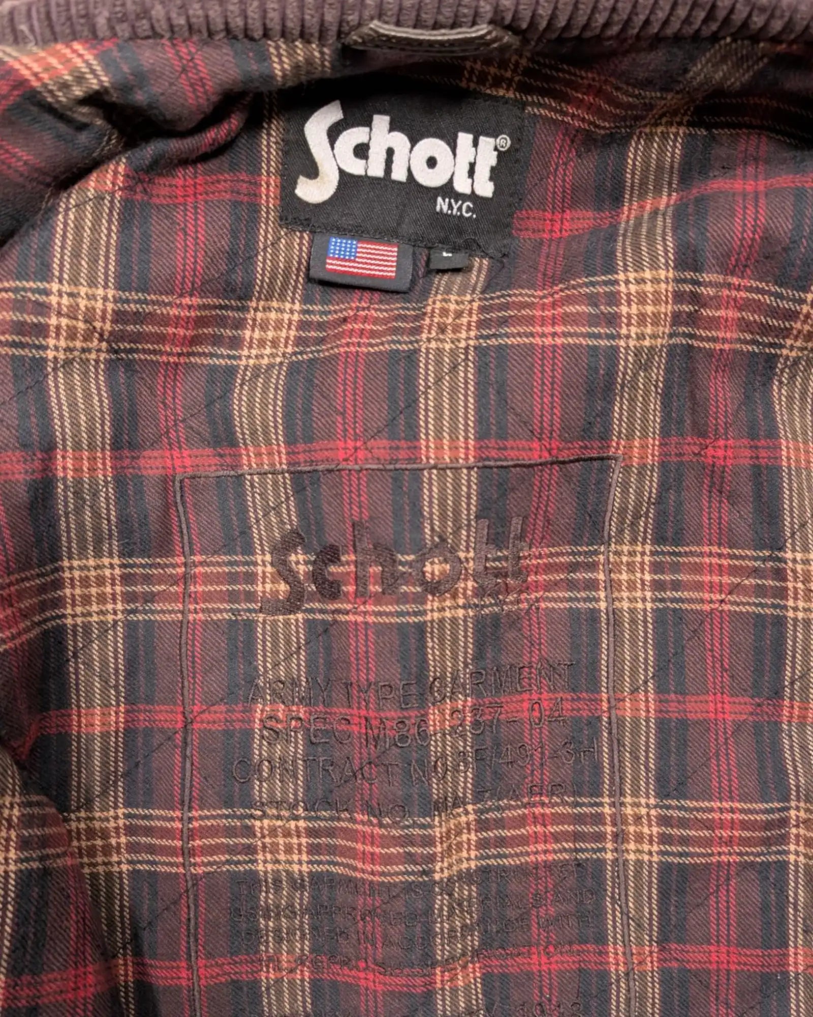 Schott NYC Herren Lederjacke Innenansicht