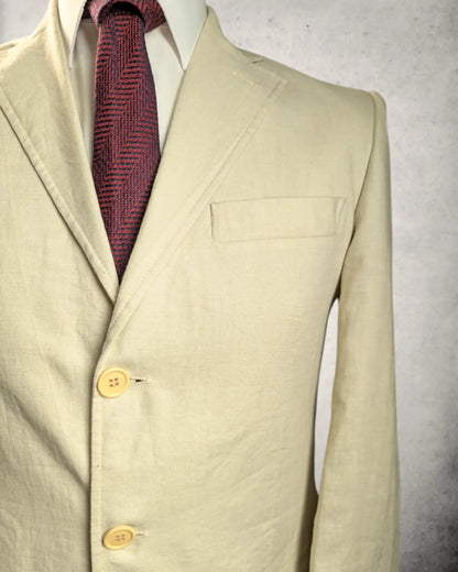 Reveransicht eines Leinensakkos in cremefarben von FB nextrend