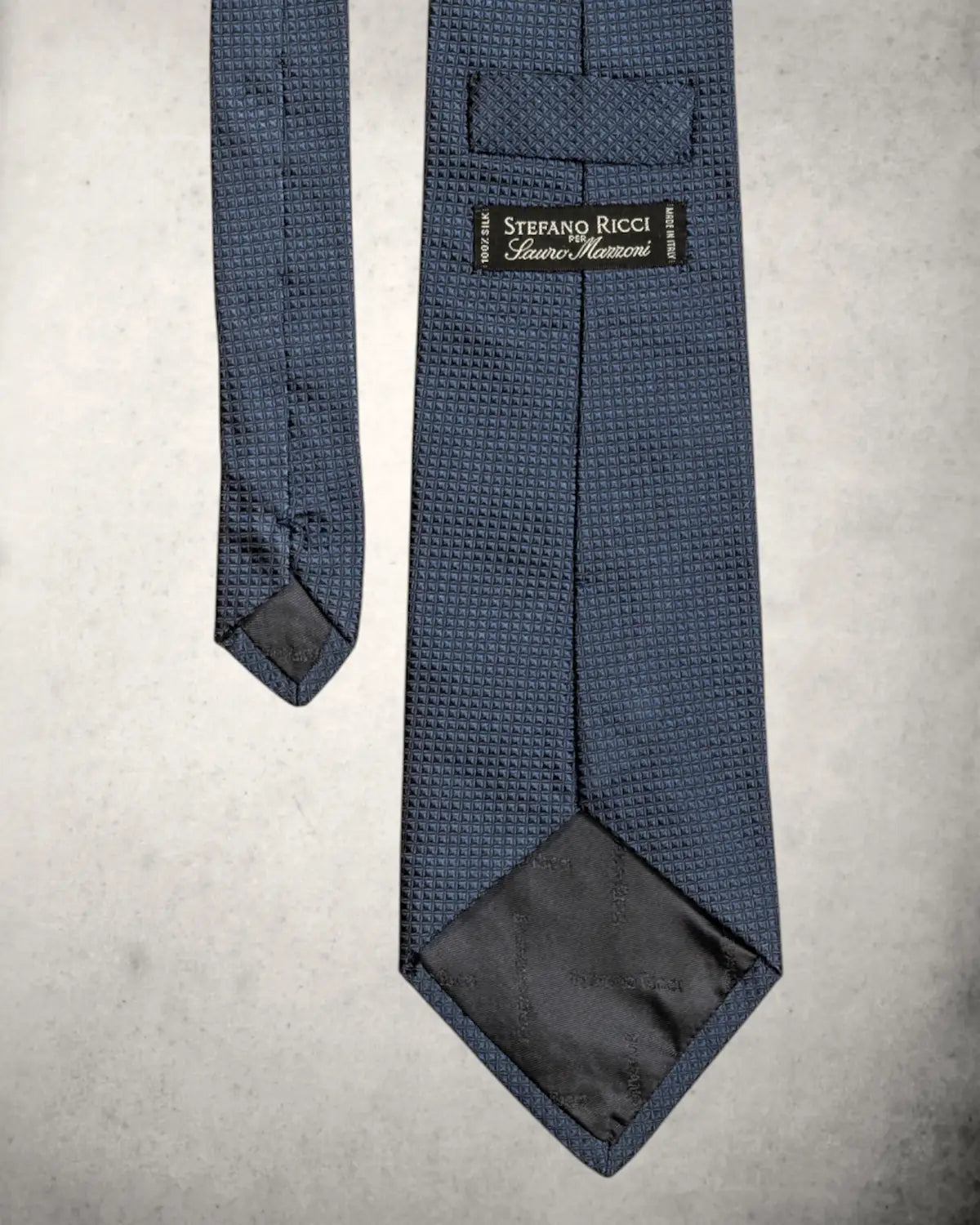 blaue Seidenkrawatte von Stefano Ricci mit dezenter Waffeltruktur