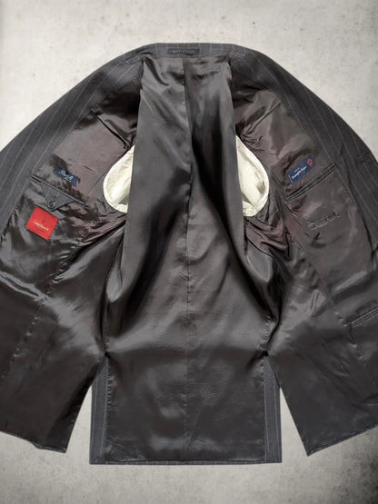 Vintage-Luigi-Bianchi-Anzug aus Ermenegildo-Zegna-Wolle, Größe 50, mit glänzendem Innenfutter.