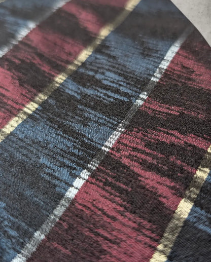 Vintage Mariposa Como Seidenkrawatte mit Streifenmuster in Weinrot und Blau, handgefertigt in Italien